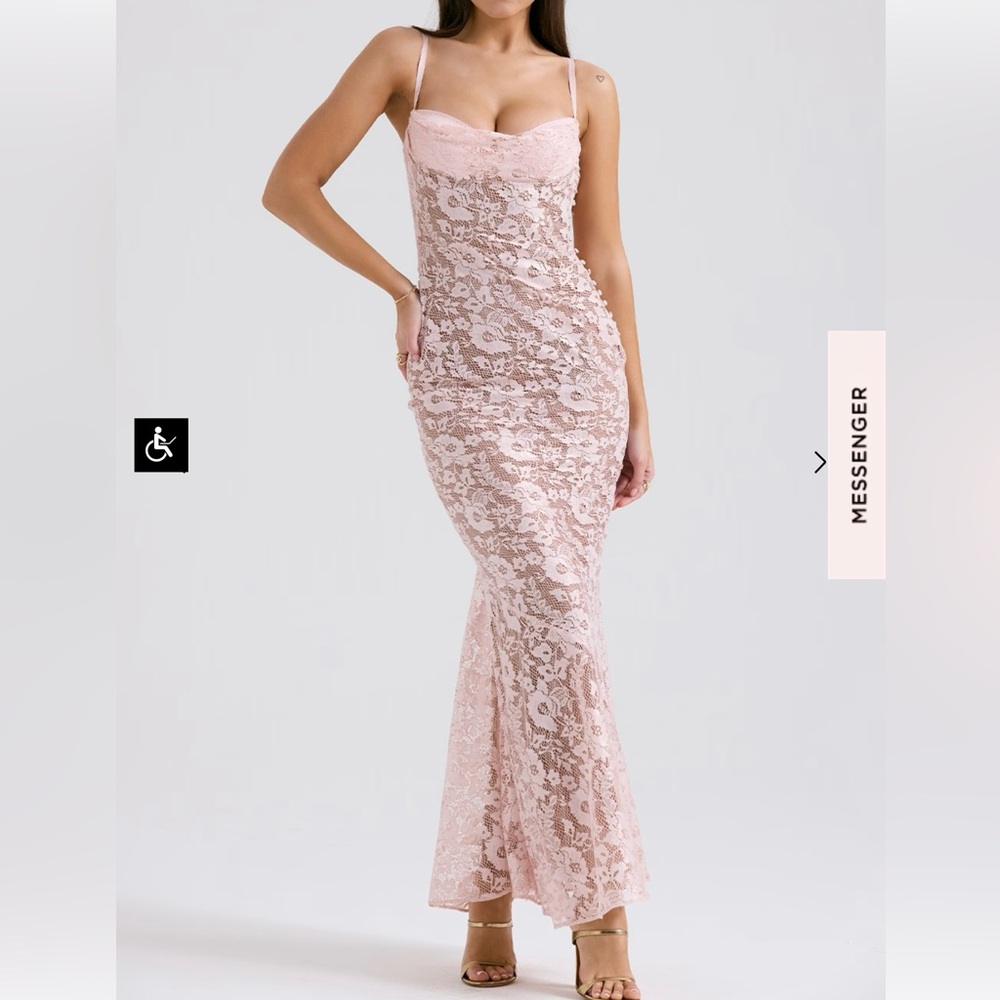 House of CB Pink Lace Maxi Dress